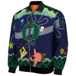 custom oregon ducks spongebob playtime green blue bomber jacket best selling