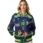 custom oregon ducks spongebob playtime green blue varsity jacket best selling