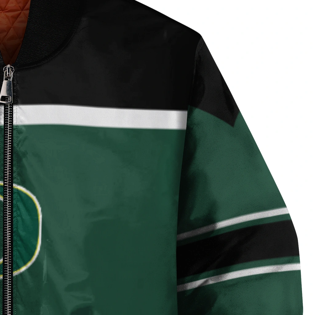 custom oregon ducks stripe statement green black bomber jacket premium grade custom oregon ducks stripe statement green black bomber jacket premium grade