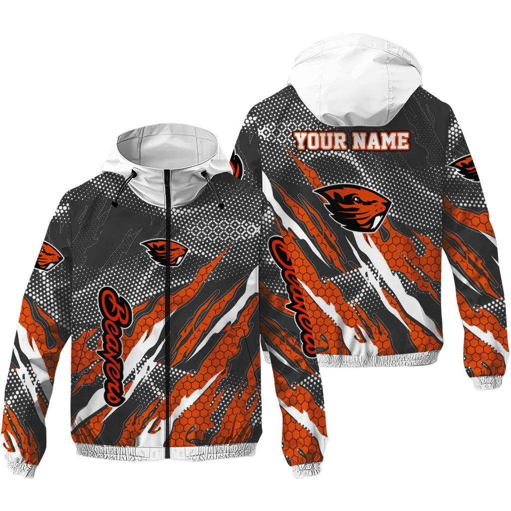 custom oregon state beavers claw mesh orange gray windbreaker jacket high quality custom oregon state beavers claw mesh orange gray windbreaker jacket high quality