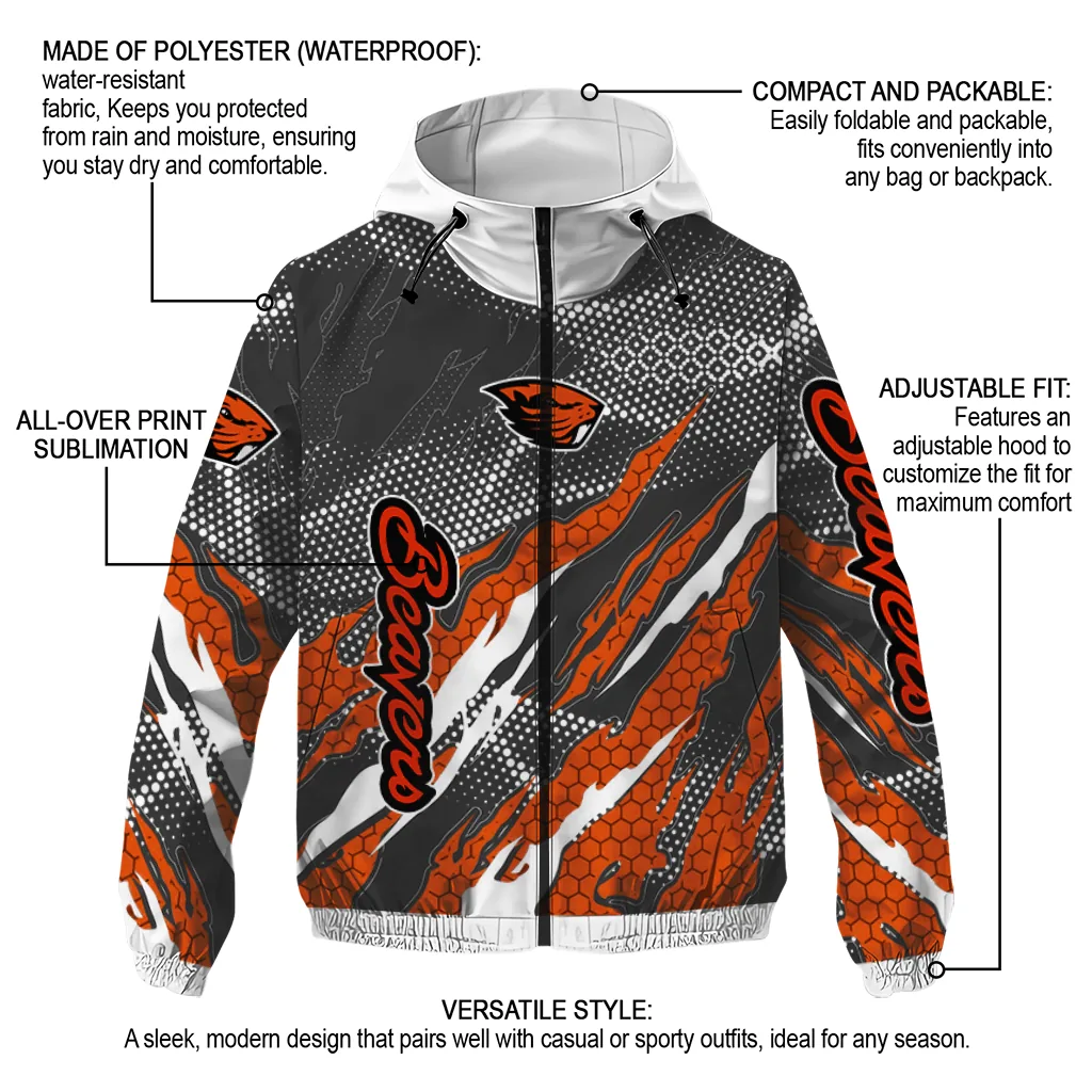 custom oregon state beavers claw mesh orange gray windbreaker jacket new arrival custom oregon state beavers claw mesh orange gray windbreaker jacket new arrival