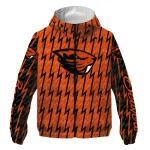 custom oregon state beavers lightning strike grid orange windbreaker jacket best selling