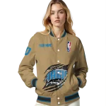 custom orlando magic claw opening beige varsity jacket best selling