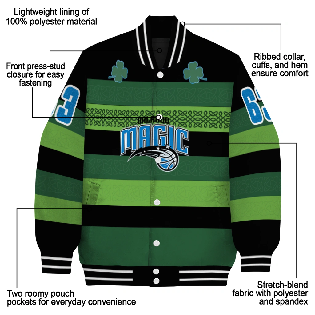 custom orlando magic clover green lines green black varsity jacket new arrival custom orlando magic clover green lines green black varsity jacket new arrival
