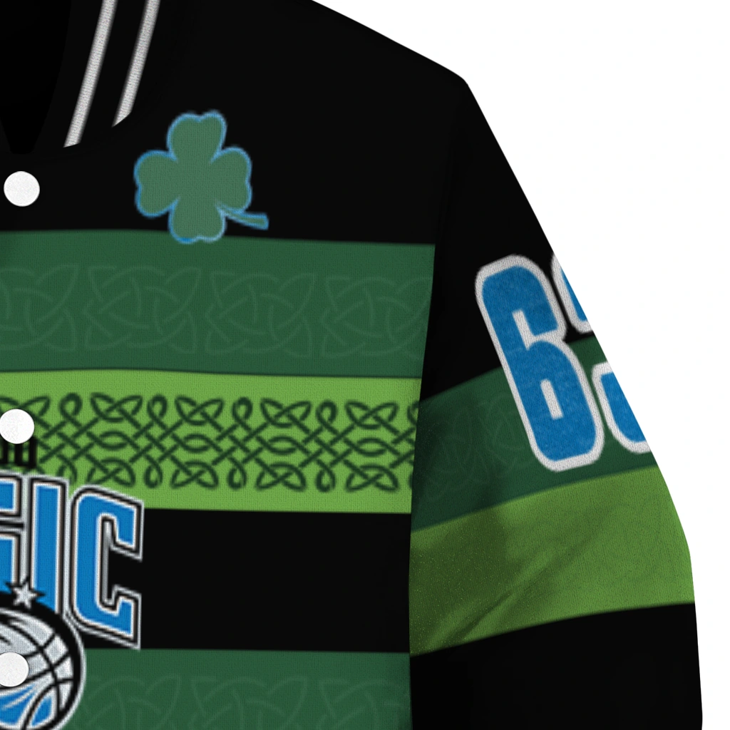 custom orlando magic clover green lines green black varsity jacket premium grade custom orlando magic clover green lines green black varsity jacket premium grade