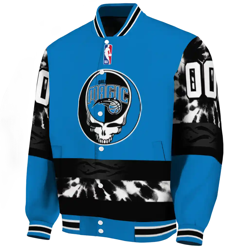custom orlando magic skull emblem blue black varsity jacket best selling custom orlando magic skull emblem blue black varsity jacket best selling