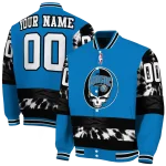 custom orlando magic skull emblem blue black varsity jacket best selling