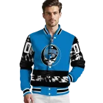 custom orlando magic skull emblem blue black varsity jacket best selling
