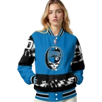 custom orlando magic skull emblem blue black varsity jacket best selling