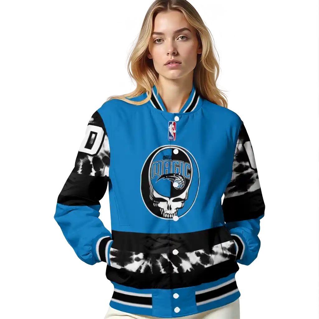 custom orlando magic skull emblem blue black varsity jacket latest model custom orlando magic skull emblem blue black varsity jacket latest model