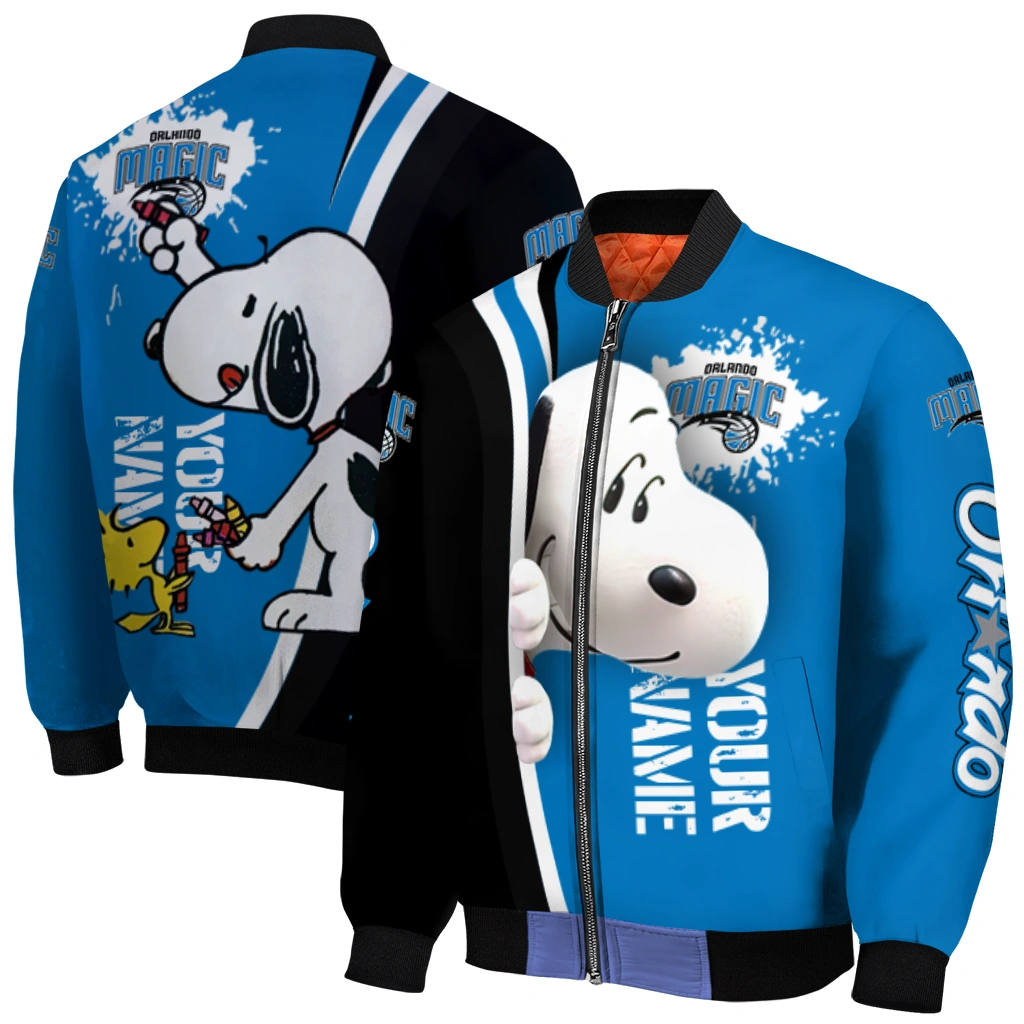 custom orlando magic snoopy head blue bomber jacket best selling custom orlando magic snoopy head blue bomber jacket best selling