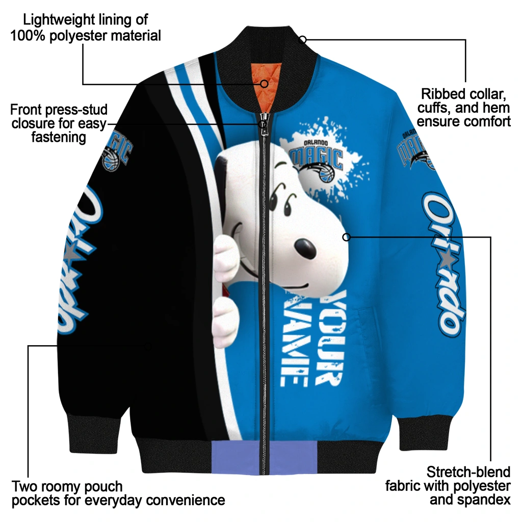 custom orlando magic snoopy head blue bomber jacket new arrival custom orlando magic snoopy head blue bomber jacket new arrival