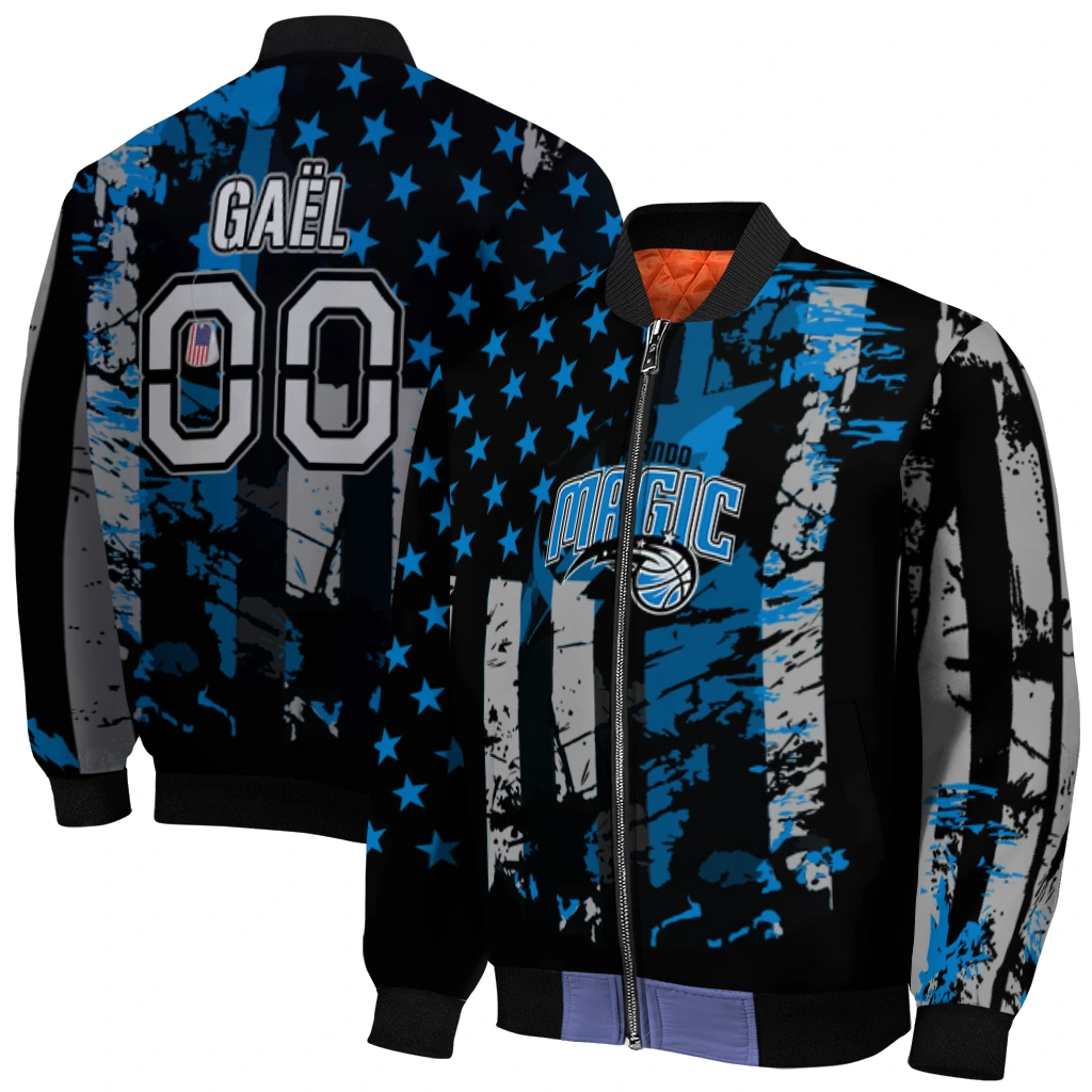 custom orlando magic star stripes blue black bomber jacket best selling custom orlando magic star stripes blue black bomber jacket best selling