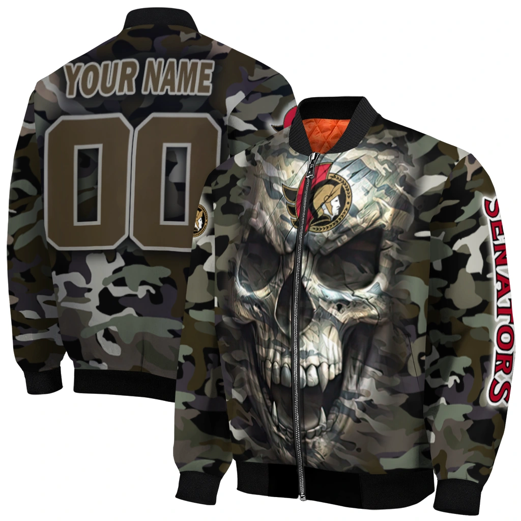 custom ottawa senators camouflage skull camouflage bomber jacket best selling custom ottawa senators camouflage skull camouflage bomber jacket best selling