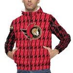 custom ottawa senators lightning strike grid red windbreaker jacket best selling