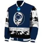 custom penn state nittany lions circle skull blue black varsity jacket best selling