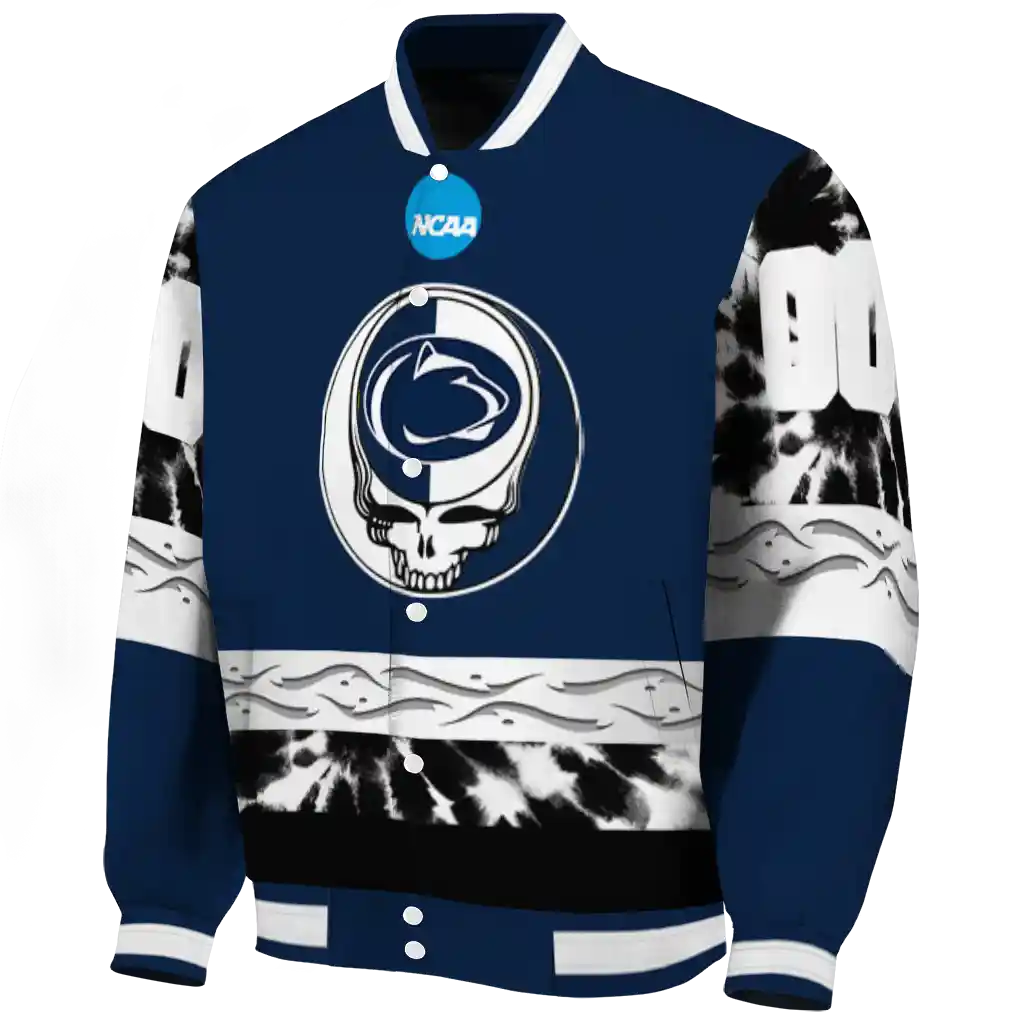 custom penn state nittany lions circle skull blue black varsity jacket best selling custom penn state nittany lions circle skull blue black varsity jacket best selling