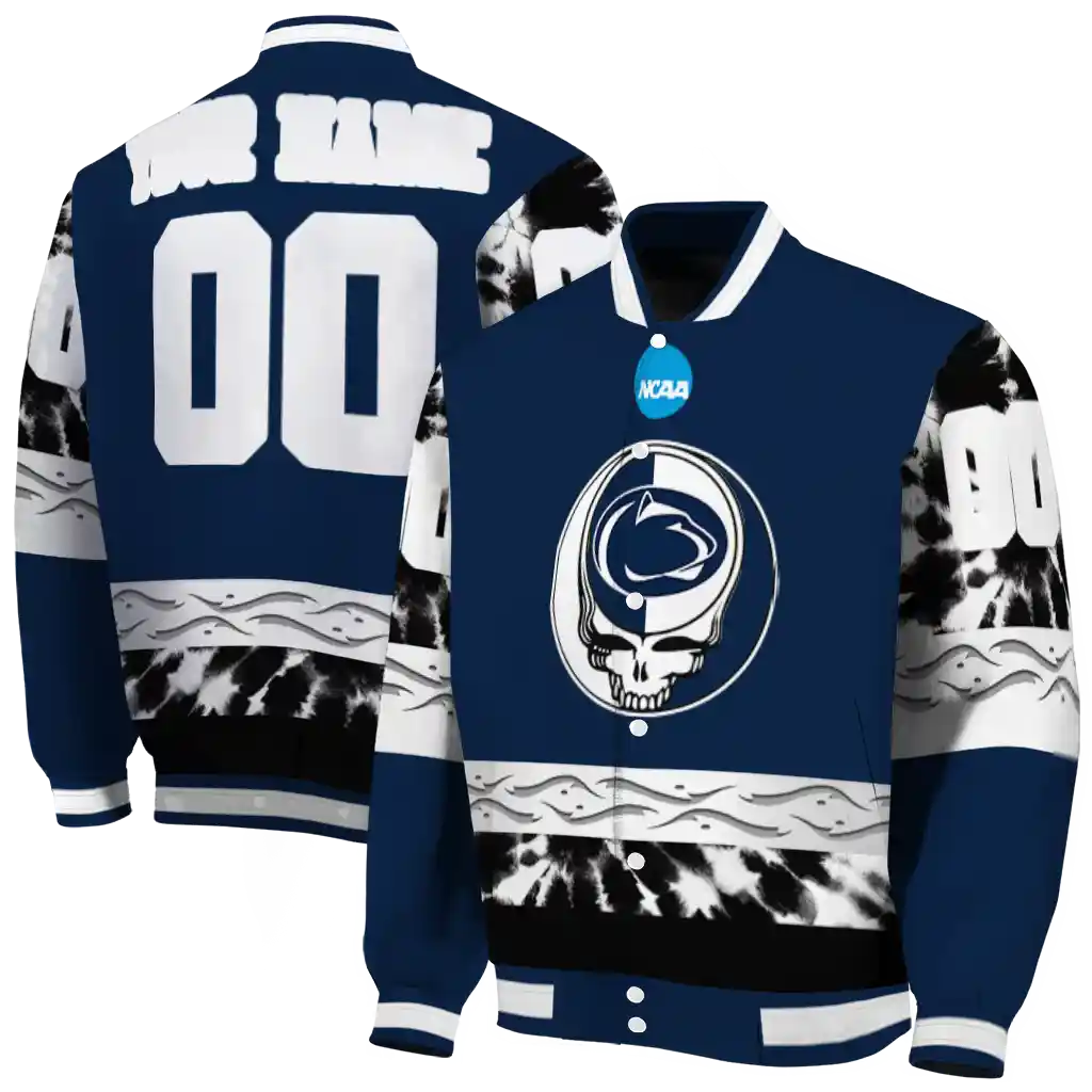 custom penn state nittany lions circle skull blue black varsity jacket fashion forward custom penn state nittany lions circle skull blue black varsity jacket fashion forward