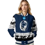 custom penn state nittany lions circle skull blue black varsity jacket best selling