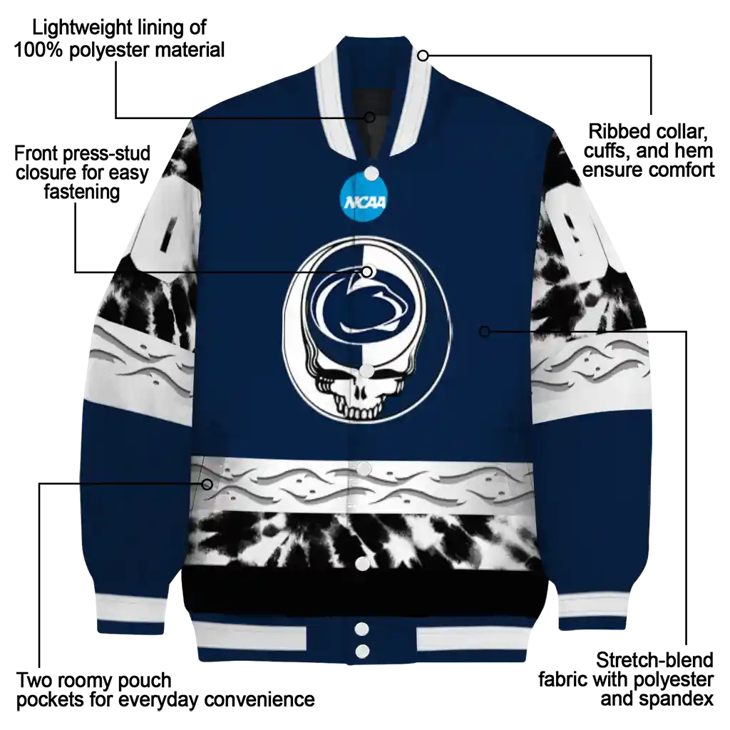 custom penn state nittany lions circle skull blue black varsity jacket new arrival custom penn state nittany lions circle skull blue black varsity jacket new arrival
