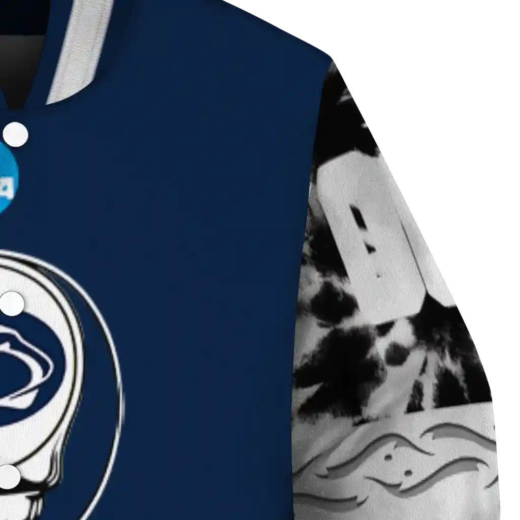 custom penn state nittany lions circle skull blue black varsity jacket premium grade custom penn state nittany lions circle skull blue black varsity jacket premium grade