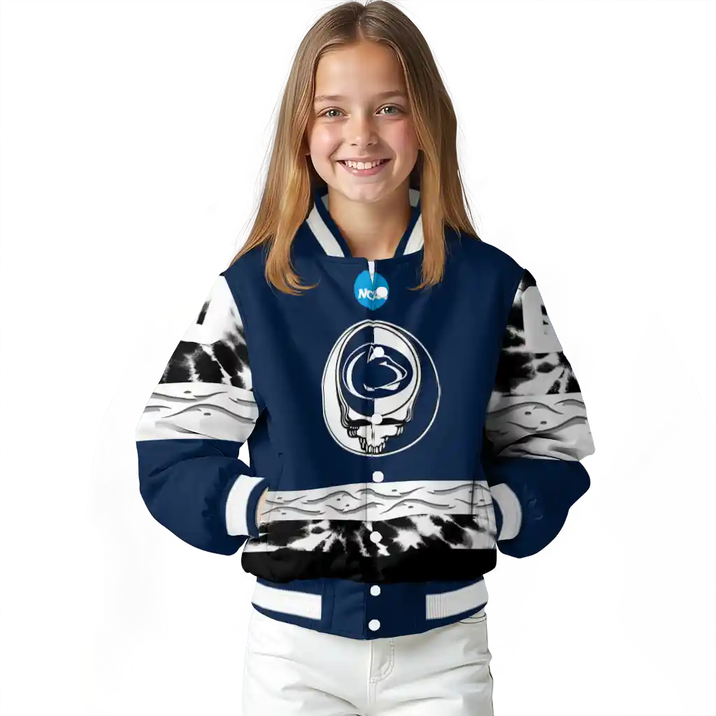 custom penn state nittany lions circle skull blue black varsity jacket top rated custom penn state nittany lions circle skull blue black varsity jacket top rated