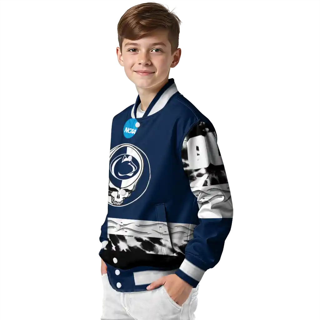 custom penn state nittany lions circle skull blue black varsity jacket trendy custom penn state nittany lions circle skull blue black varsity jacket trendy