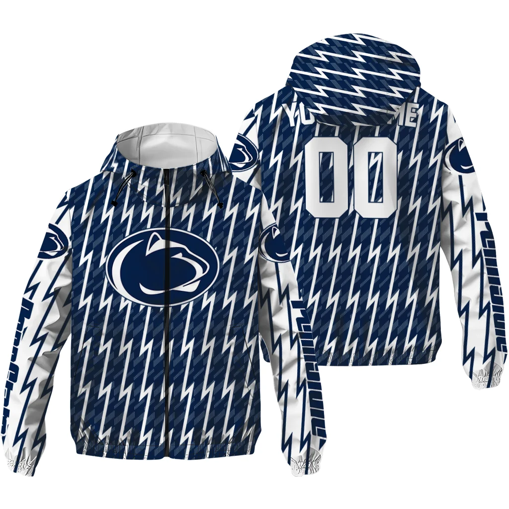 custom penn state nittany lions lightning strike grid blue windbreaker jacket high quality custom penn state nittany lions lightning strike grid blue windbreaker jacket high quality