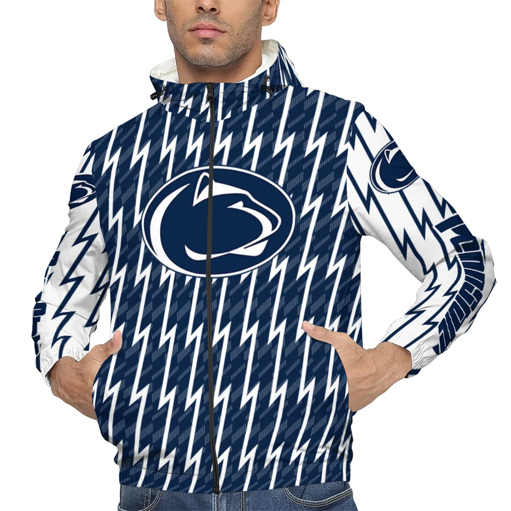 custom penn state nittany lions lightning strike grid blue windbreaker jacket top rated custom penn state nittany lions lightning strike grid blue windbreaker jacket top rated