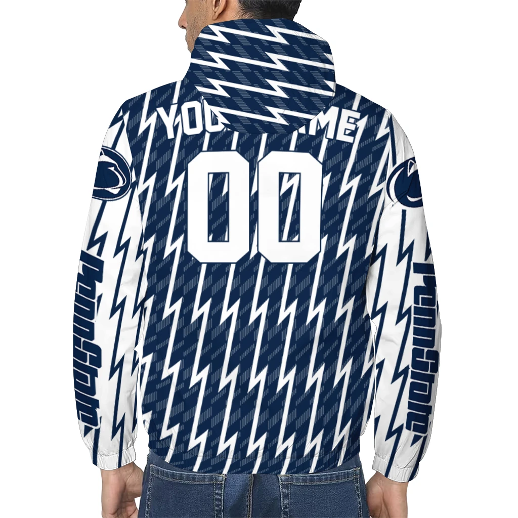 custom penn state nittany lions lightning strike grid blue windbreaker jacket trendy custom penn state nittany lions lightning strike grid blue windbreaker jacket trendy