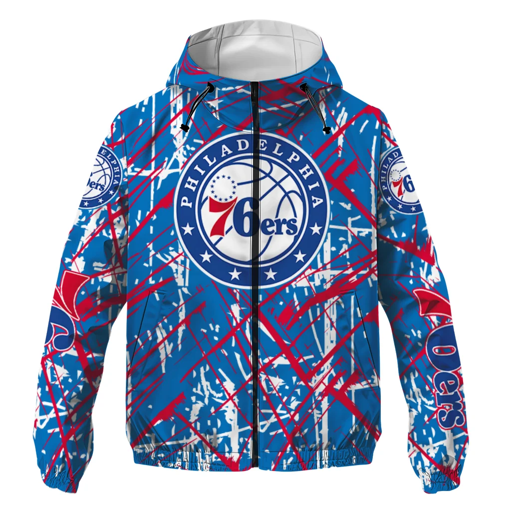 custom philadelphia 76ers brushstroke pattern blue windbreaker jacket best selling custom philadelphia 76ers brushstroke pattern blue windbreaker jacket best selling