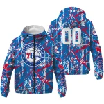 custom philadelphia 76ers brushstroke pattern blue windbreaker jacket best selling