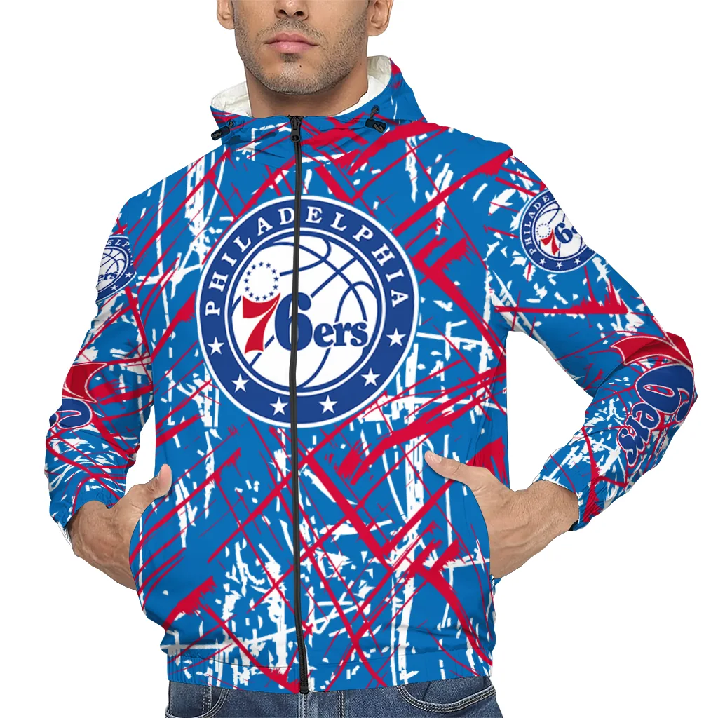 custom philadelphia 76ers brushstroke pattern blue windbreaker jacket top rated custom philadelphia 76ers brushstroke pattern blue windbreaker jacket top rated