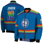 custom philadelphia 76ers rainbow jersey number blue bomber jacket best selling