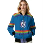 custom philadelphia 76ers rainbow jersey number blue bomber jacket best selling