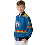 custom philadelphia 76ers rainbow jersey number blue bomber jacket best selling