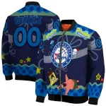 custom philadelphia 76ers spongebob playtime blue bomber jacket best selling
