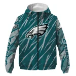 custom philadelphia eagles abstract streaks green windbreaker jacket best selling