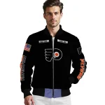 custom philadelphia flyers american flag skull black bomber jacket best selling