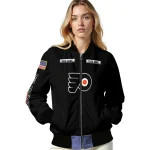 custom philadelphia flyers american flag skull black bomber jacket best selling