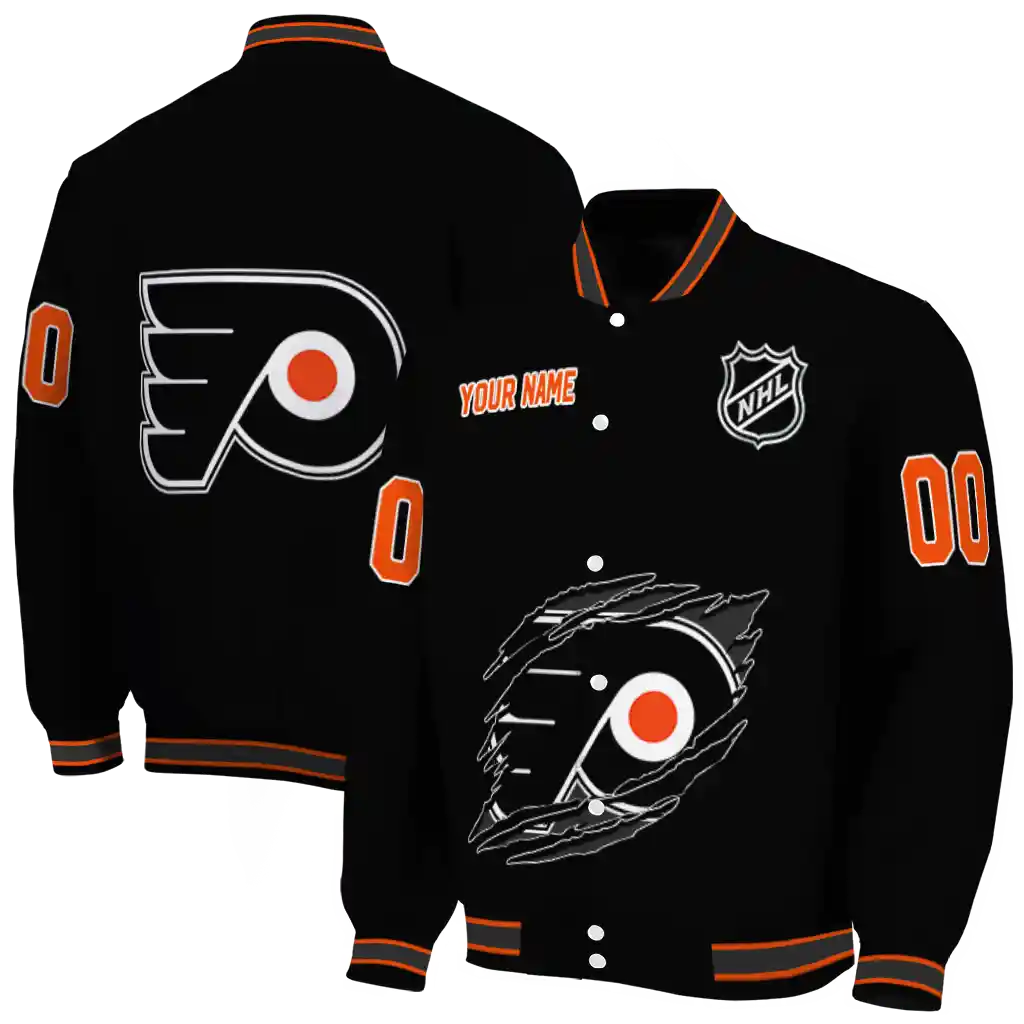 custom philadelphia flyers claw cut black varsity jacket fashion forward custom philadelphia flyers claw cut black varsity jacket fashion forward