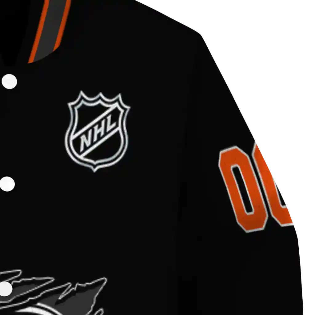 custom philadelphia flyers claw cut black varsity jacket premium grade custom philadelphia flyers claw cut black varsity jacket premium grade