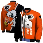 custom philadelphia flyers snoopy head orange bomber jacket best selling