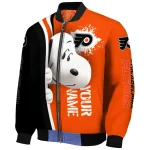custom philadelphia flyers snoopy head orange bomber jacket best selling