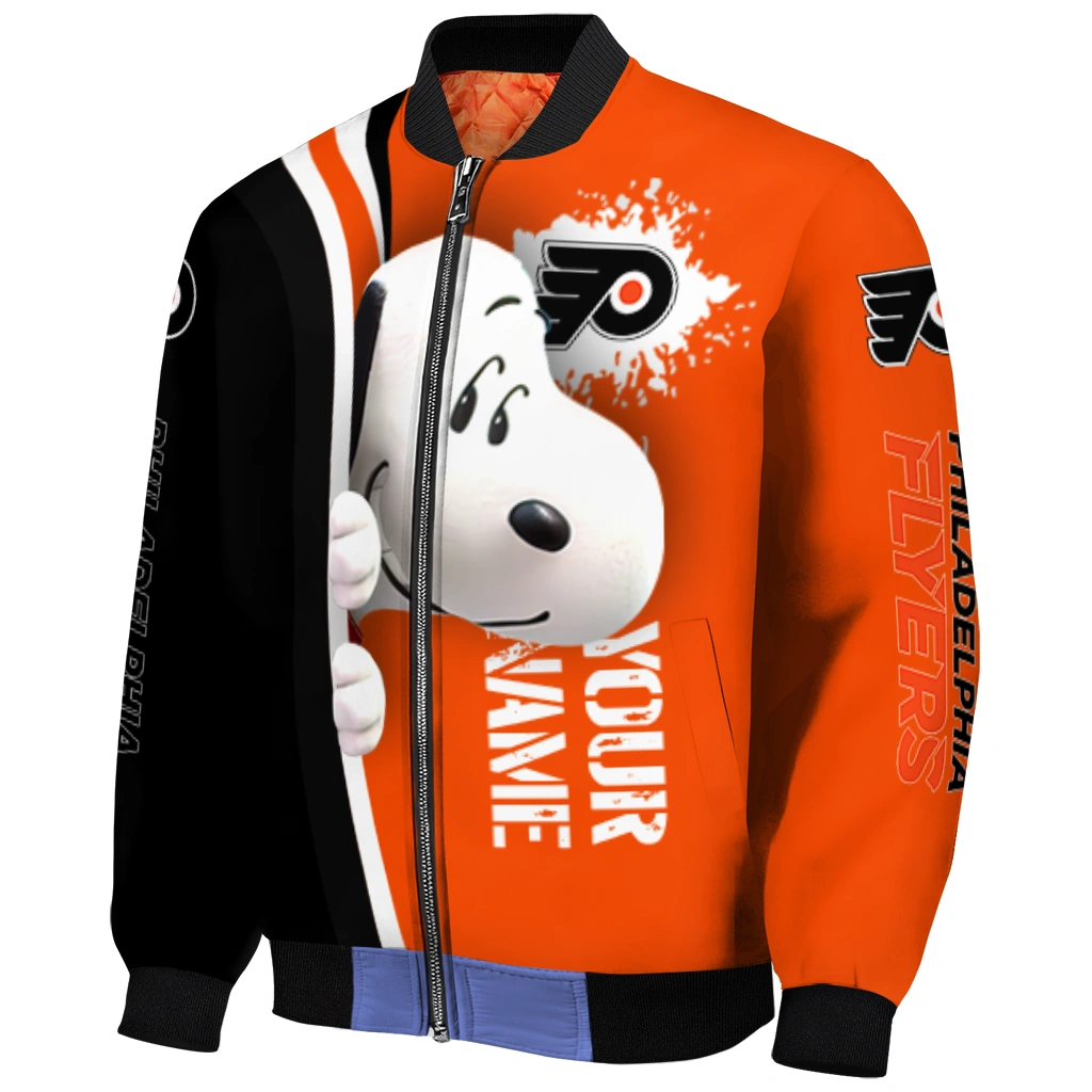 custom philadelphia flyers snoopy head orange bomber jacket fashion forward custom philadelphia flyers snoopy head orange bomber jacket fashion forward