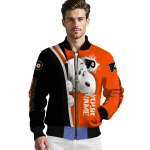 custom philadelphia flyers snoopy head orange bomber jacket best selling