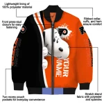 custom philadelphia flyers snoopy head orange bomber jacket best selling