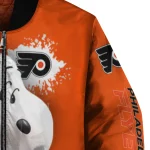 custom philadelphia flyers snoopy head orange bomber jacket best selling