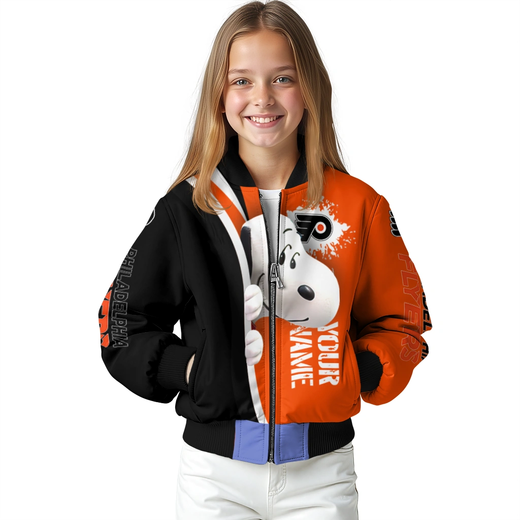 custom philadelphia flyers snoopy head orange bomber jacket top rated custom philadelphia flyers snoopy head orange bomber jacket top rated