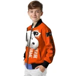 custom philadelphia flyers snoopy head orange bomber jacket best selling